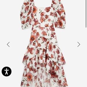 Kooples LONG ECRU DRESS WITH SMOCKING - FLORAL PRINT NWT